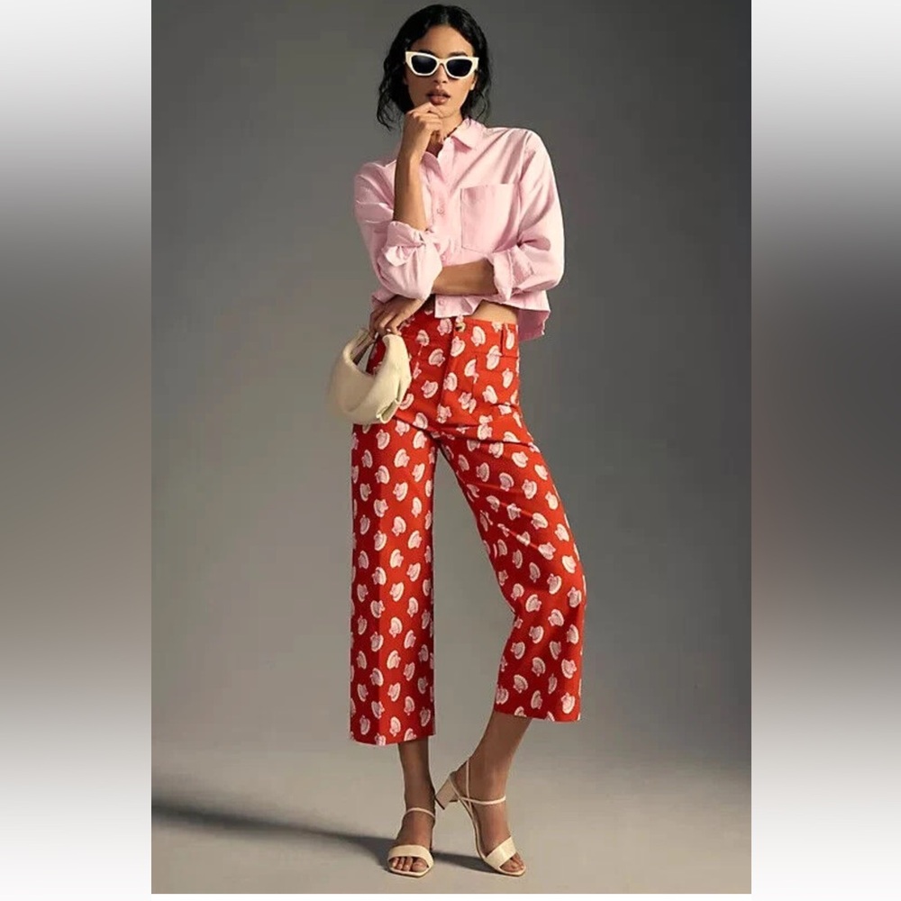 Anthropologie Maeve Colette red pink seashell pants